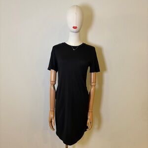SHEIN Black Ruched Side T-Shirt Mini Dress - Size S